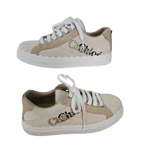 Chloé Lauren Low Top Sneaker, White and Cream